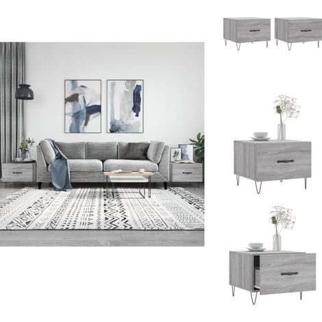 Couchtische 2 Stk. Grau Sonoma 50x50x40 cm Holzwerkstoff - Couchtisch - Wohnzimmerstil - Grau - Holzmöbel - Sideboard (1/5)