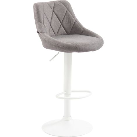 Sgabello da bar girevole x1 regolabile in altezza tessuto grigio con cuciture decorative struttura in metallo bianco 100005833
