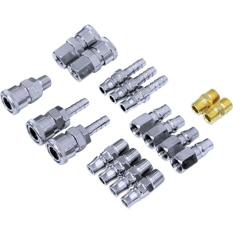Lot de 18 raccords pour compresseur d'air - Raccord rapide - Raccords pneumatiques - Coupleur de tuyau d'air à connexion rapide (1/5)