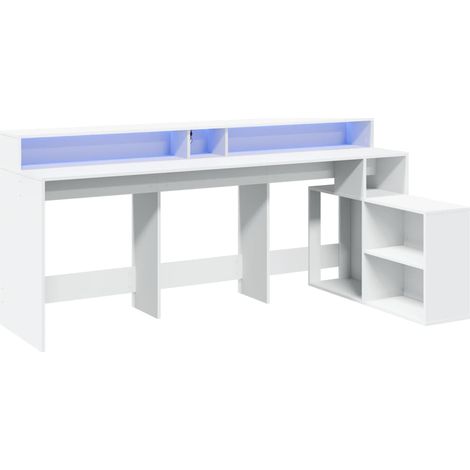 LED-Schreibtisch Weiß 200x104x91 cm Holzwerkstoff vidaXL668302