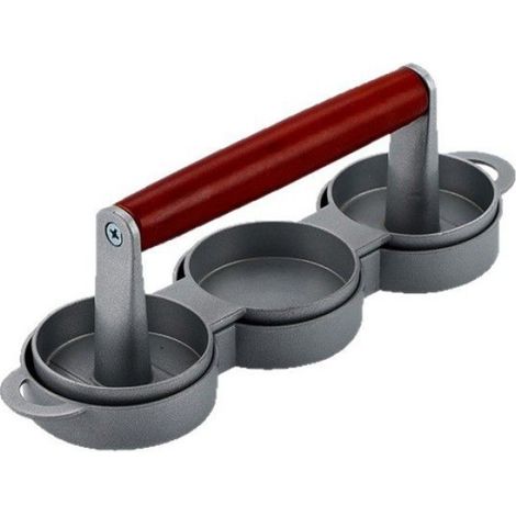 Moule à steak haché - - 7 cm - 3 fentes - Poignée en bois - Compact et pratique (1/4)