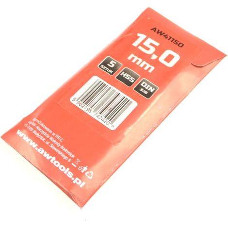 AWTOOLS TRAPANO PER METALLO BIANCO TORNITO 15,0 mm/5 pz.