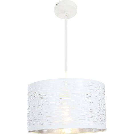 Pendelleuchte Hängelampe Esszimmerlampe rund Wohnzimmer Weiß Metall H 120 cm (1/2)