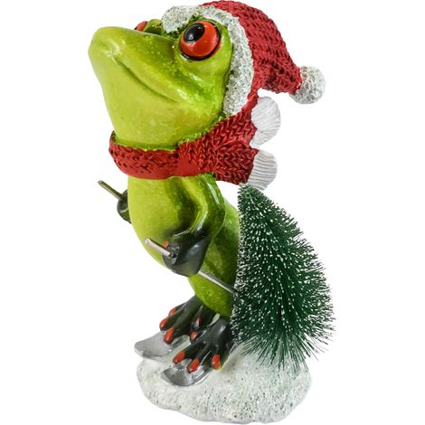 Statuetta di rana natalizia con cappello di Babbo Natale e albero di Natale (1/5)