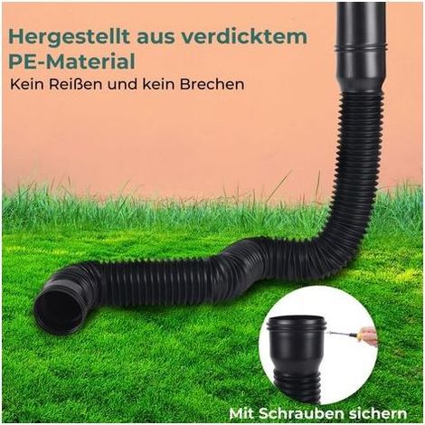 Aimoonsa – Rallonge gouttière flexible – Extension télescopique 47 à 150 cm – Adaptateurs 950/110 mm – Matériau PE épais pour résistance aux intempéries (1/2)