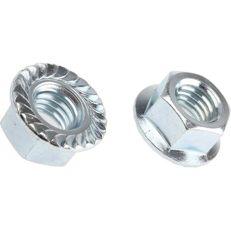 Ecrou hexagonal à collerette de diamètre 26mm, M12, Acier Galvanisé brillant ( Prix pour Sachet de 50 )