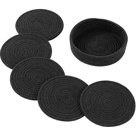 Ensemble de 6 pièces de maniques et dessous de plat noirs, comprenant 5 dessous de plat et 1 dessous de plat (1/5)