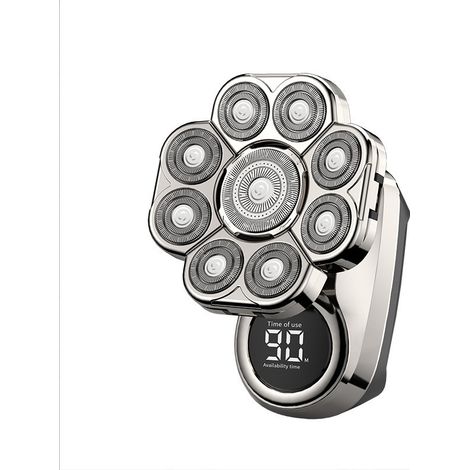 rasoir electriques hommes-Kit 6-en-1 Rasoir électrique pour Crâne – Têtes Flottantes 9D, IPX7, LED, Sans Fil Rechargeable pour Usage Domestique et Voyage