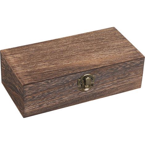 Boîte de angement en bois à décoe - Maon natuel - Avec couvecle - Boîte de angement en bois pou cates, bijoux, maison, magasin, 20 x 10 x 6 cm (1/4)