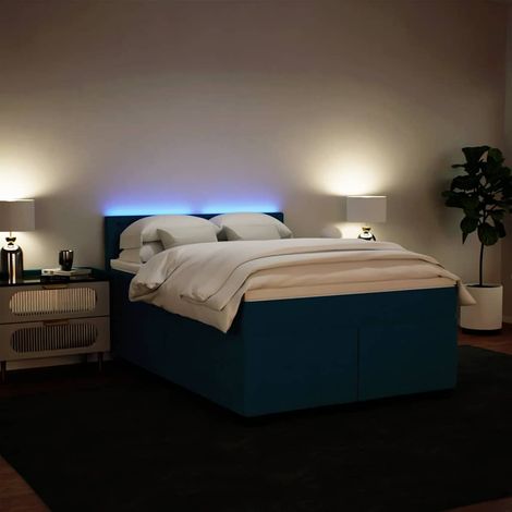 vidaXL Sommier à lattes de lit et matelas bleu 140x190 cm velours (1/5)