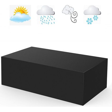 Housse de protection pour table de patio rectangulaire noire imperméable 21313274cm (1/5)