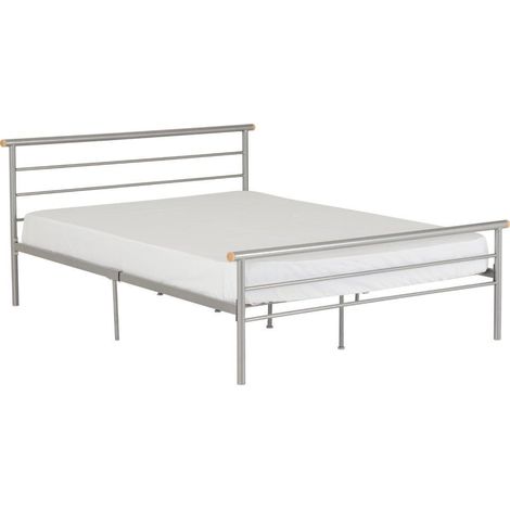 Orion 4 Feet 6 Inches Bed Frame - L199 x W148 x H84 cm - Silver (1/5)