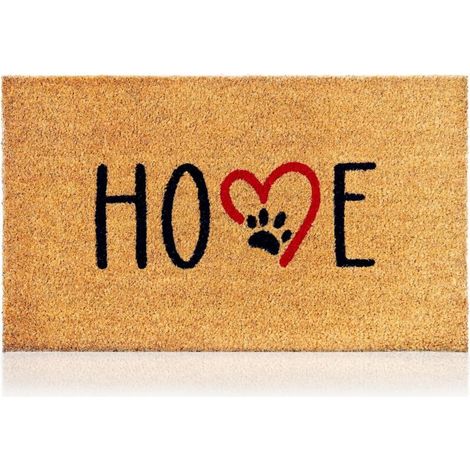 Bardusch-Paillasson empreintes chien fibre coco 70x40 cm, antidérapant PVC, entrée maison, couloir, design minimaliste (1/5)
