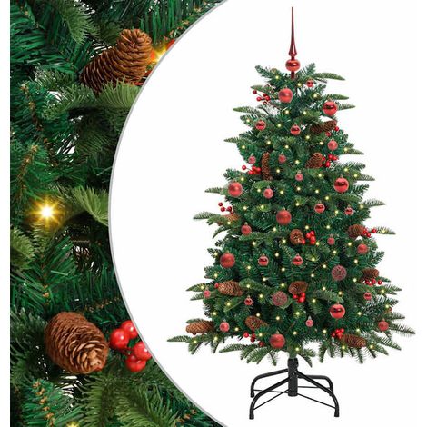 Sapin de Noël artificiel vert, 150 cm, en PVC, métal et plastique. (1/5)