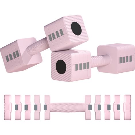 SPORTNOW Set 2 Pesi per Braccia Quadrati 5 kg con Impugnatura Antiscivolo Rosa