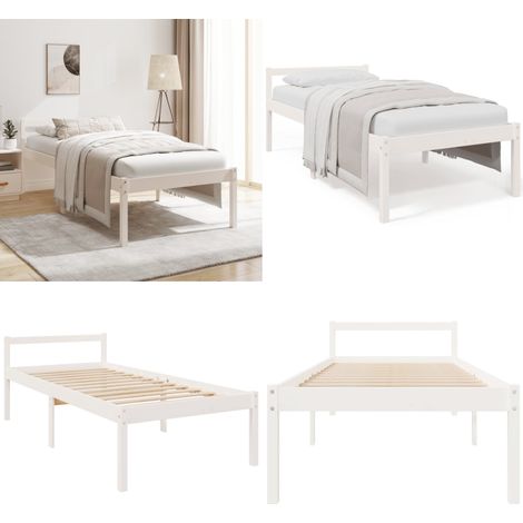 Lit pour personne âgée sans matelas blanc 75x190 cm - Lit en bois - Lit sans matelas (1/5)