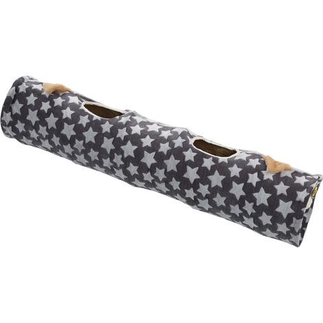 Tunnel en peluche pour chat, jouet pour chat, tunnel pliable avec balle, oreilles en forme d'étoile, idéal pour les petits animaux comme les chats, chiots et lapins. (1/5)