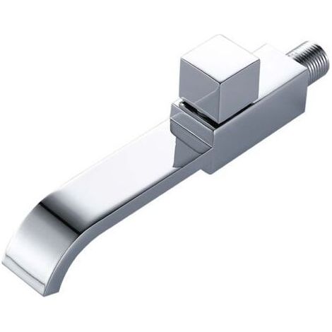 Pair G1/2 Robinet mural moderne en laiton pour salle de bains Robinet mural monotrou Robinet d'eau froide Cuisine Salle de bains Lavabo Lavabo Argent mat TONCHEAN (1/4)