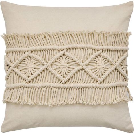 Coussin Déco Macramé "Samaya" 45x45cm Naturel (1/4)