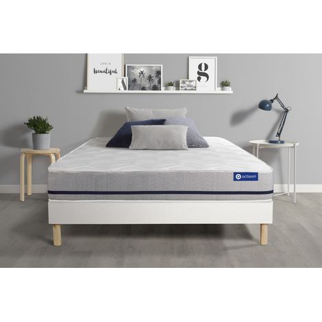 Ensemble matelas 90x190 ACTIMEMO SOFT 3zones de confort + sommier KIT blanc (1/5)
