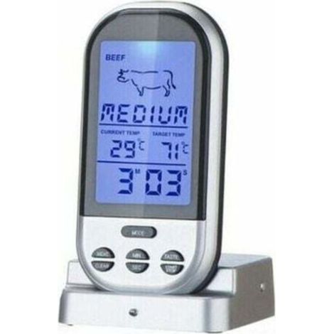 ZVD-Digital Meat Thermometer Wireless Remote Food Thermometer for Fish Meat Timer Smoker Waterproof Grill Bbq Thermometer for Grilling (1/4)
