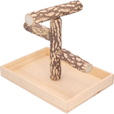 Perchoir en bois pour perroquet, aire de jeux avec surface rugueuse, jouet d'exercice pour oiseaux (1/5)