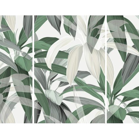 Triptyque sur toile plantes vertes 125x97 cm - Impression sur Toile Murale Décorative - Image imprimée en HD sur Toile - Toile sur Châssis en Bois FSC - Fabriqué en France (1/5)