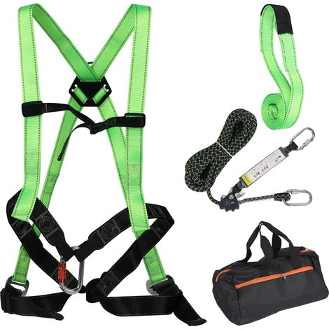 Kit de ceinture de sécurité anti-chute - Kit complet avec 10 m de liaison et 2 m de sangle et mousqueton, ceinture de sécurité réglable pour le travail aérien, l'escalade dans les arbres (1/5)