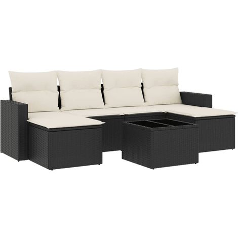 Set Divani da Giardino con Cuscini 7pz Nero Polyrattan vidaXL (1/3)