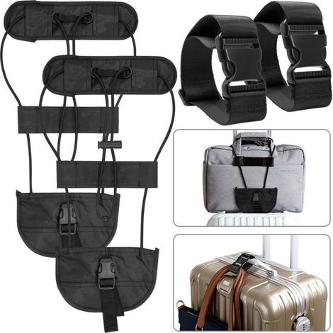Corde De Fixation Double - 2 Pièces - Pour Bagages À Main - Compatible Avec Valises Et Sac À Dos - Longueur 120 Cm