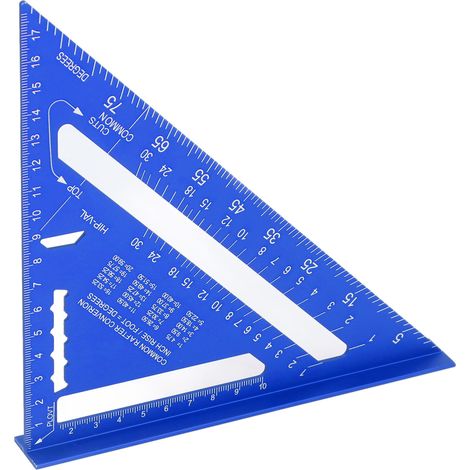 7-Zoll-Zimmermannswinkel, Aluminiumlegierung, doppelt skaliertes 45- und 90-Grad-Dreiecklineal, Winkelmesser, Holzbearbeitungswerkzeug, Blau (1/5)