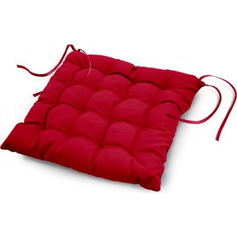 Galette de Chaise Matelassée "Essentiel" 40x40cm Rouge (1/3)