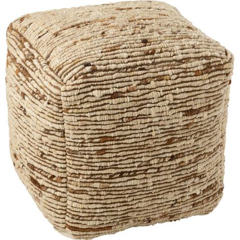 Pouf Tissé en Laine "Wild" 45cm Écru (1/5)