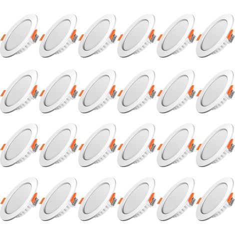 Spot LED Encastrable,Extra Plat,Spot Encastré Led Intérieur Plafond Plafonnier,Rond Ultra Slim Downlight,5W Equivalent 40W Incandescence,230V Blanc Froid 6000K,Pour Salle de Salon,Cuisine,Lot de 24