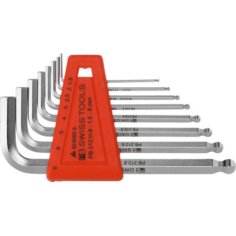 PB Swiss Tools Sechskant-Winkelschraubendreher-Satz, mit Kugelkopf, verchromt, 8-teilig