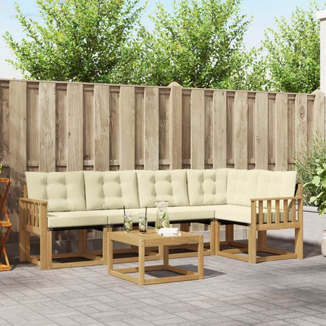 vidaXL Outdoor-Sofagarnitur mit Kissen 6 pcs Weiß und Creme (1/5)