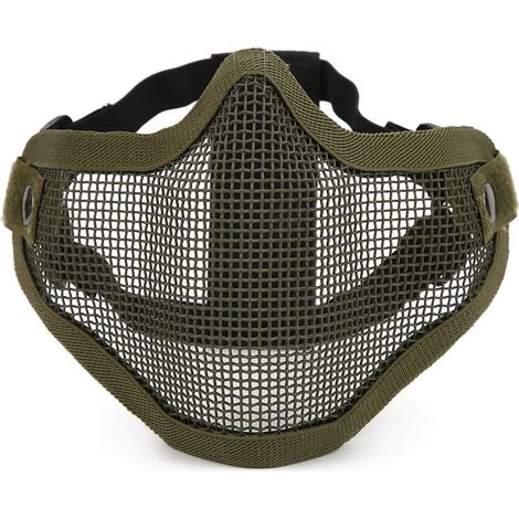 Masque de protection tactique en maille métallique, couverture partielle, film de sécurité anti-émeute couleur unie CS (vert) (1/5)
