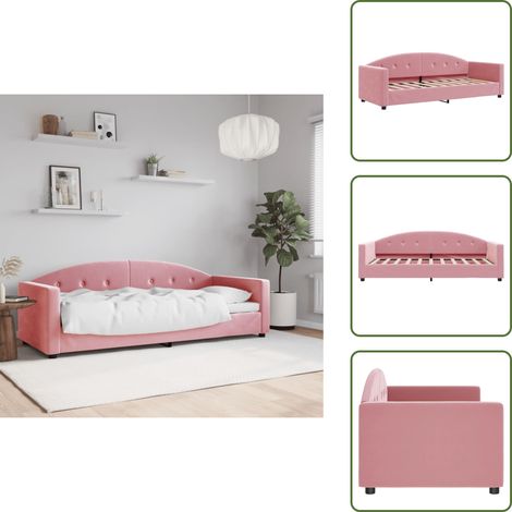 The Living Store Sofá cama sin colchón terciopelo rosa 80x200 cm - Sofá cama rosa