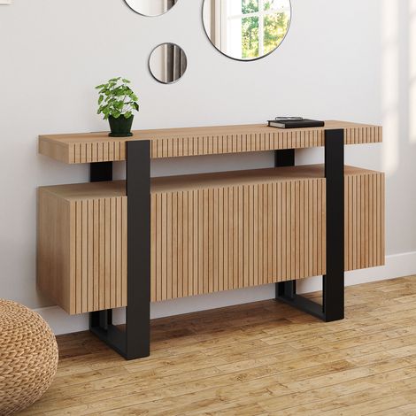 OCTAVE Aparador 4 puertas efecto lamas 140 cm