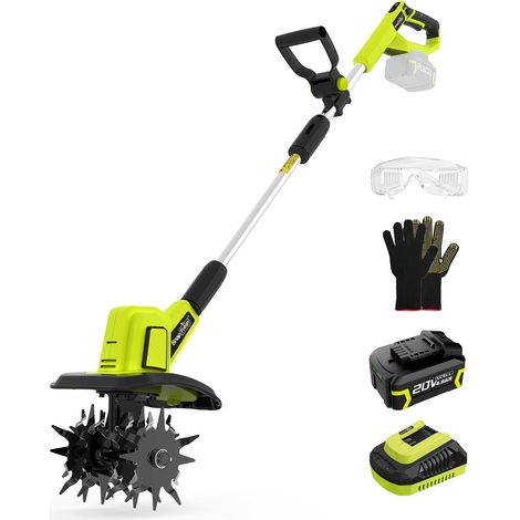 Motobineuse sur Batterie sans Fil 20V - Fraise de Jardin électrique avec Batterie 4,0 Ah et Chargeur Rapide pour Planches de Jardin (1/5)