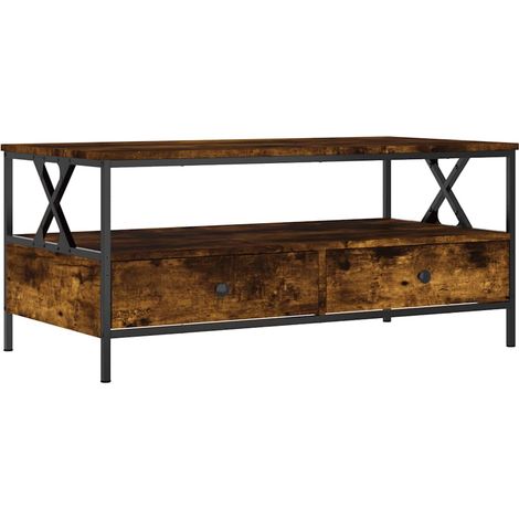 Tavolino da Salotto Tavolino da Soggiorno Tavolino da caffè Rovere Fumo 100x51x45 cm Legno Multistrato (1/4)