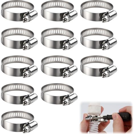 12PCS Collier de Serrage Tuyau Réglable 21-44mm, Collier de Serrage Inox, Collier de Serrage Réglable, Robinet, Collier Échappement, pour Applications Domestiques, Industrielles (1/5)