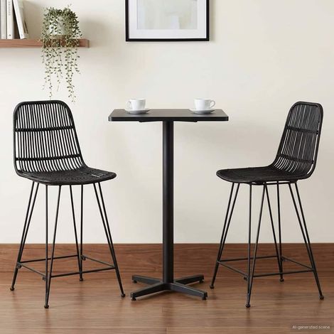 Taburete de bar 2 pcs Negro 44 x 54 x 96 cm Ratán y acero