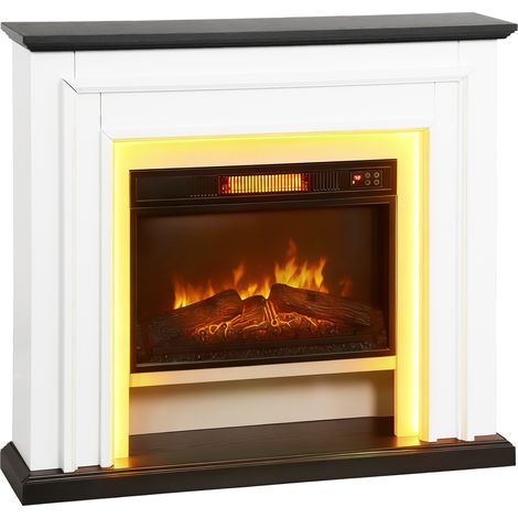 Caminetto elettrico da 1800 W, caminetto decorativo finto con luci LED RGB, effetto fiamma, mensola, 105 x 27 x 97 cm, nero (1/5)
