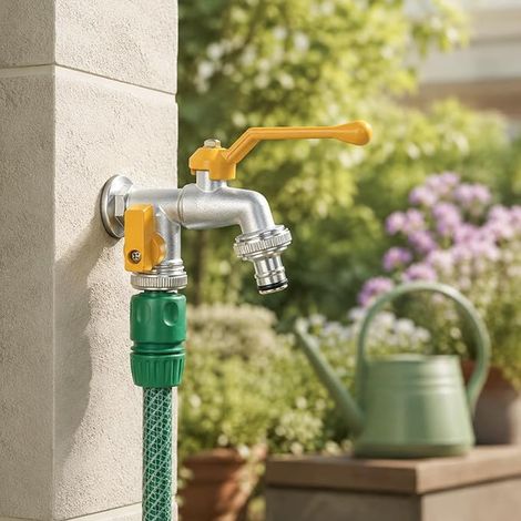 Robinet de jardin extérieur double résistant au gel 1/2" - Entrée filetage intérieur NPT avec 3/4" - En laiton - Pour montage mural
