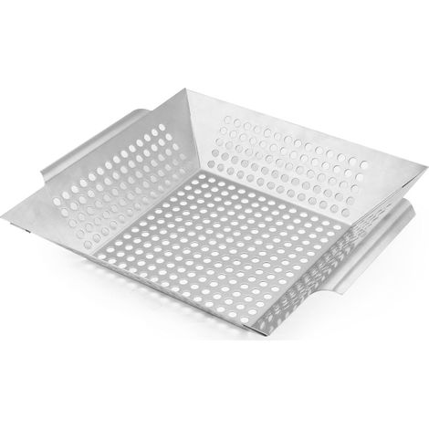 Grillwerkzeuge, quadratisches Backblech aus Edelstahl, Grill für den Außenbereich, 35 30,5 6,5 cm