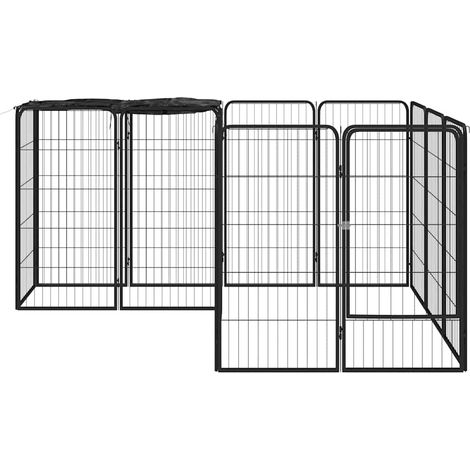 Maison Exclusive - Jaula perros 14 paneles acero recubierto polvo (1/5)