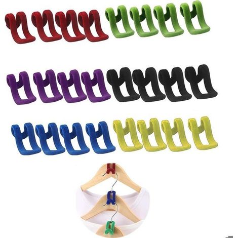 24 PCS Magique Cintres Gain de Place Command Crochet Mini Crochets de Suspension de Flocage Antidérapant Crochets (1/5)