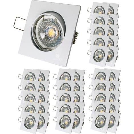 Lot de 40 Spot led carré blanc 230v 38° blanc chaud (1/4)
