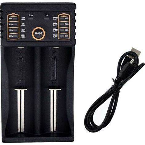 USB Chargeur de Batterie,2 Emplacements Chargeur lii-202 18650 26650 16340 14500 Chargeur de Batterielii-202 18650 26650 16340 14500 A AA AAA AAAA C Batterie (1/4)